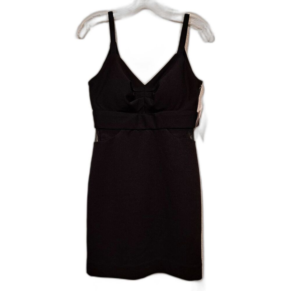Morgan & Co. Junior Scuba Crepe Body-Con Dress Black Sheer Mesh Panels Sz 3